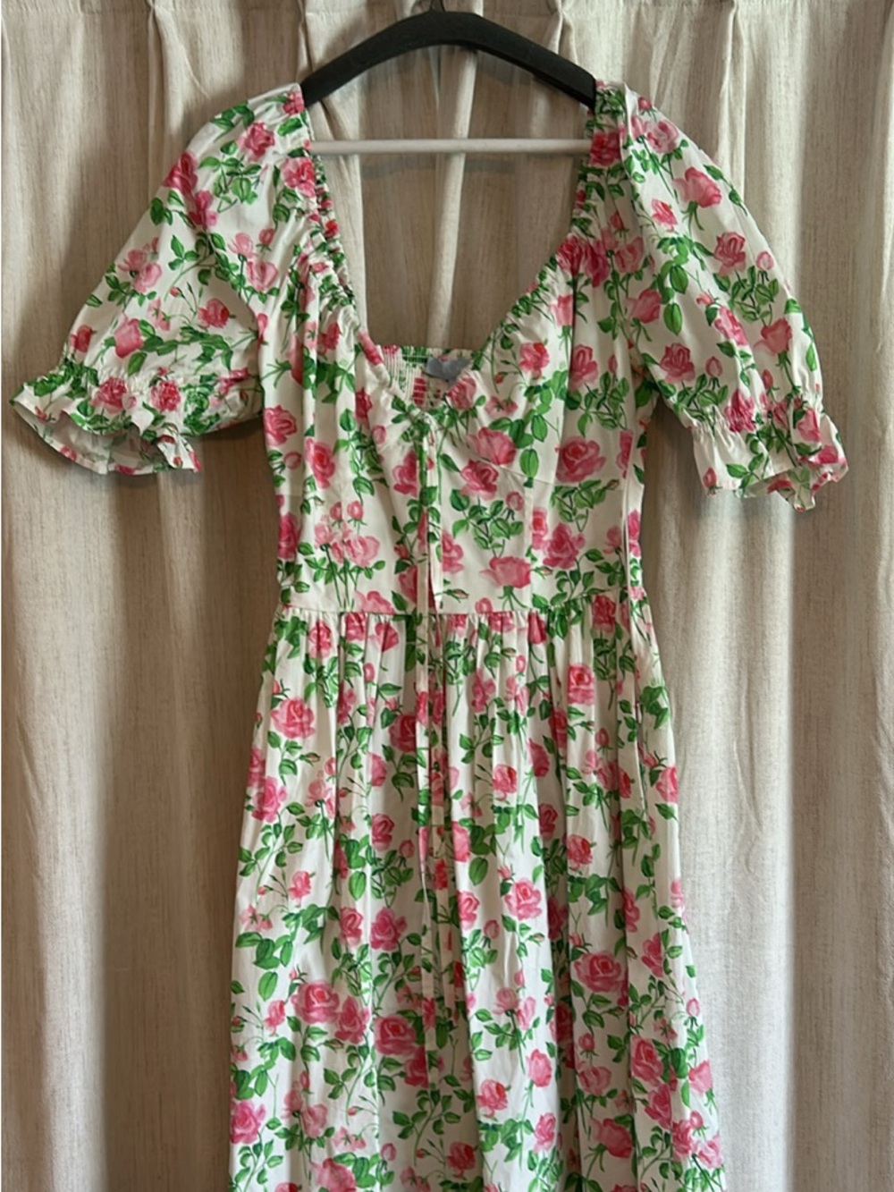 Hill House Home Ophelia Women’s Pink Roses Print Midi Dress